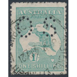 AUSTRALIA - 1920 1/- blue-green Kangaroo, die IIB, perf. OS, used – ACSC # 33Aba