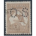 AUSTRALIA - 1916 2/- brown Kangaroo, 3rd watermark, perf. OS, used – ACSC # 37Aba
