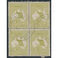 AUSTRALIA - 1915 3d olive Kangaroo, die I, 3rd watermark, B/4, used – ACSC # 13C