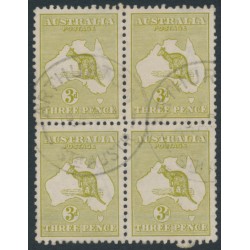 AUSTRALIA - 1915 3d olive Kangaroo, die I, 3rd watermark, B/4, used – ACSC # 13C