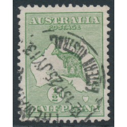 AUSTRALIA - 1913 ½d green Kangaroo, inverted 1st watermark, used – ACSC # 1Aa