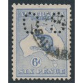 AUSTRALIA - 1915 6d ultramarine Kangaroo, die II, perf. OS, dry ink, used – ACSC # 19Aba+c