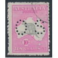 AUSTRALIA - 1917 10/- grey/pink Kangaroo, 3rd watermark, perf. OS, used – ACSC # 48Ewa