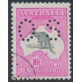 AUSTRALIA - 1917 10/- grey/pink Kangaroo, 'dot before P' [R16], CTO – ACSC # 48B(D)g+wa