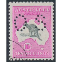 AUSTRALIA - 1917 10/- grey/pink Kangaroo, 'dot before P' [R16], CTO – ACSC # 48B(D)g+wa