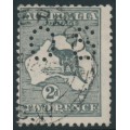 AUSTRALIA - 1913 2d grey Kangaroo, 1st watermark, with ink clogging, used – ACSC # 5Cbc
