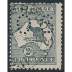 AUSTRALIA - 1913 2d grey Kangaroo, 1st watermark, with ink clogging, used – ACSC # 5Cbc