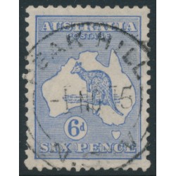 AUSTRALIA - 1915 6d deep ultramarine Kangaroo, 2nd watermark, used – ACSC # 18B