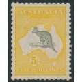 AUSTRALIA - 1918 5/- grey/deep yellow Kangaroo, 3rd watermark, MH – ACSC # 44C