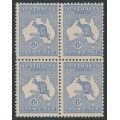 AUSTRALIA - 1915 6d ultramarine Kangaroo, 2nd watermark, block of 4, MNH – ACSC # 18A