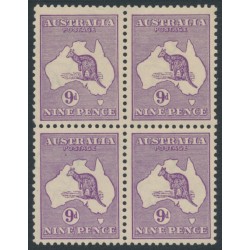 AUSTRALIA - 1915 9d violet Kangaroo, 2nd watermark, block of 4, MNH – ACSC # 25A