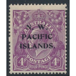 AUSTRALIA / NWPI - 1922 4d violet KGV Head, single watermark, 'notch at upper right', MH – SG # 123