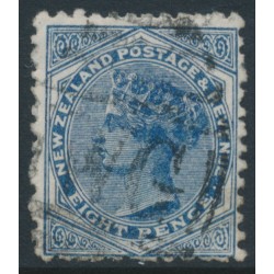 NEW ZEALAND - 1885 8d blue QV (2nd Sideface), NZ star watermark (6mm), perf. 12:11½, used – SG # 192