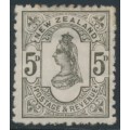 NEW ZEALAND - 1891 5d olive-black QV (2nd Sideface), NZ star watermark (7mm), perf. 12:11½, MH – SG # 200