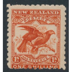 NEW ZEALAND - 1900 1/- dull orange-red Kea & Kaka, perf. 11:11, no watermark, MH – SG # 268a