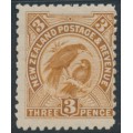 NEW ZEALAND - 1900 3d yellow-brown Huias, perf. 11:11, no watermark, MH – SG # 261