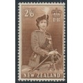 NEW ZEALAND - 1957 2/6 brown QEII on a horse, MNH – SG # 733d