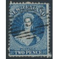 NEW ZEALAND - 1862 2d deep blue QV Chalon, perf. 13:13, large star watermark, used – SG # 70