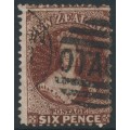 NEW ZEALAND - 1864 6d red-brown QV Chalon, perf. 12½:12½, ‘NZ’ watermark, used – SG # 108