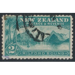 NEW ZEALAND - 1899 2/- blue-green Milford Sound, no watermark, perf. 11:11, used – SG # 269