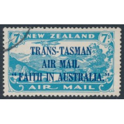 NEW ZEALAND - 1934 7d light blue Airmail overprinted ‘Faith in Australia’, used – SG # 554