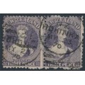 NEW ZEALAND - 1867 3d deep lilac QV Chalon, perf. 12½, star watermark, pair, used – SG # 117