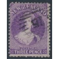 NEW ZEALAND - 1867 3d deep mauve QV Chalon, perf. 12½:12½, large star watermark, used – SG # 118