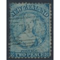 NEW ZEALAND - 1864 2d pale blue QV Chalon, perf. 12½, star watermark, used – SG # 113