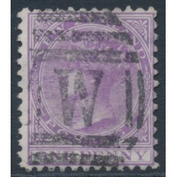 NEW ZEALAND - 1878 1d mauve-lilac QV (1st Sideface), NZ star watermark, perf. 12:11½, used – SG # 180