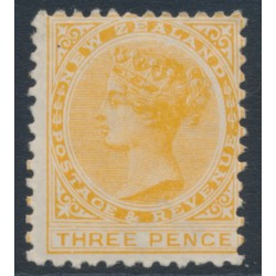 NEW ZEALAND - 1888 3d yellow QV (2nd Sideface), NZ star watermark (7mm), perf. 12:11½, MH – SG # 198