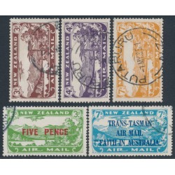 NEW ZEALAND - 1931-1934 Airmail set of 3 plus overprints, used – SG # 548-551+554