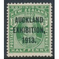 NEW ZEALAND - 1913 ½d deep green KEVII, Auckland Exhibition overprint, MH – SG # 412