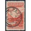 NEW ZEALAND - 1899 5/- vermilion Mt. Cook, no watermark, perf. 11:11, used – SG # 270