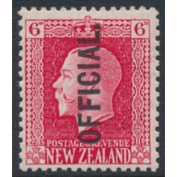 NEW ZEALAND - 1916 6d carmine KGV, perf. 14:13½, o/p OFFICIAL, MH – SG # O102