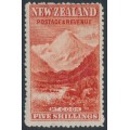 NEW ZEALAND - 1906 5/- red Mount Cook, NZ star watermark, perf. 14, MH – SG # 329a