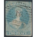 NEW ZEALAND - 1856 2d pale blue QV Chalon, no watermark, imperforate, white paper, used – SG # 9
