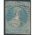 NEW ZEALAND - 1857 2d pale blue QV Chalon, no watermark, imperforate, used – SG # 9