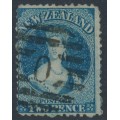 NEW ZEALAND - 1865 2d deep blue QV Chalon, perf. 12½, star watermark, used – SG # 114