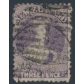 NEW ZEALAND - 1867 3d lilac QV Chalon, perf. 12½, star watermark, used – SG # 117