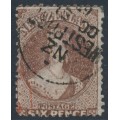 NEW ZEALAND - 1867 6d brown QV Chalon, perf. 12½, star watermark, used – SG # 122a