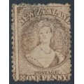 NEW ZEALAND - 1873 1d brown QV Chalon, perf. 12½, star watermark, used – SG # 132a