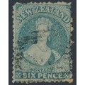 NEW ZEALAND - 1872 6d pale blue QV Chalon, perf. 12½, star watermark, used – SG # 136