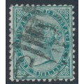 NEW ZEALAND - 1878 1/- green QV (1st Sideface), NZ star watermark, perf. 12:11½, used – SG # 184