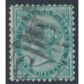 NEW ZEALAND - 1878 1/- green QV (1st Sideface), NZ star watermark, perf. 12:11½, used – SG # 184