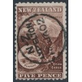 NEW ZEALAND - 1899 5d deep purple-brown Mt. Ruapehu, perf. 11, no watermark, used – SG # 263