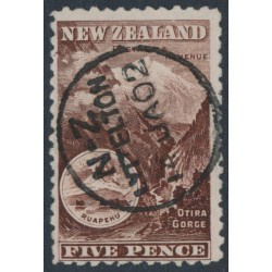 NEW ZEALAND - 1899 5d deep purple-brown Mt. Ruapehu, perf. 11, no watermark, used – SG # 263