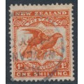 NEW ZEALAND - 1908 1/- orange-red Birds, perf. 14:15, single watermark, used – SG # 385