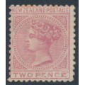 NEW ZEALAND - 1878 2d rose QV (1st Sideface), NZ star watermark, perf. 12:11½, MH – SG # 181