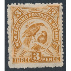 NEW ZEALAND - 1906 3d bistre-brown Huia, perf. 14:14, single watermark, MH – SG # 321