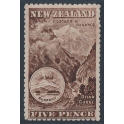 NEW ZEALAND - 1906 5d red-brown Mt. Ruapehu, perf. 14:14, single watermark, MH – SG # 323a